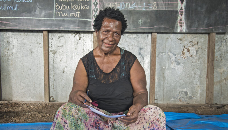 Literacy Student, Soke Andrew, was one of 2,000 learners in the Anglicare PNG program © Ivy Wang, ABM