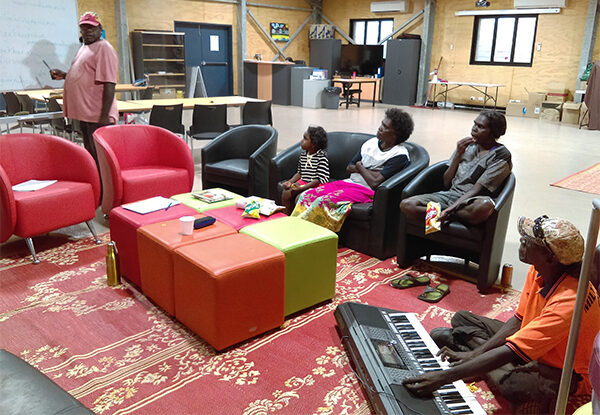 Bickerton Island Trauma Healing Group creating their own song in Anindilyakwa from a PsalmBickerton Island Trauma Healing Group creating their own song in Anindilyakwa from a Psalm. © Terry McCoy, 2017.