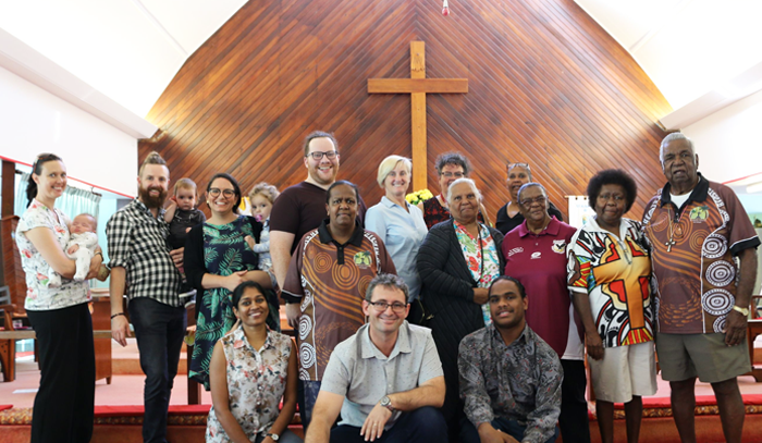 ABM Pilgrimage participants visiting St Alban’s Church Yarrabah are pictured here with community members including Bishop Arthur Malcolm (far right). © Peter Branjerdporn, Anglican Church Southern QLD, 2019.