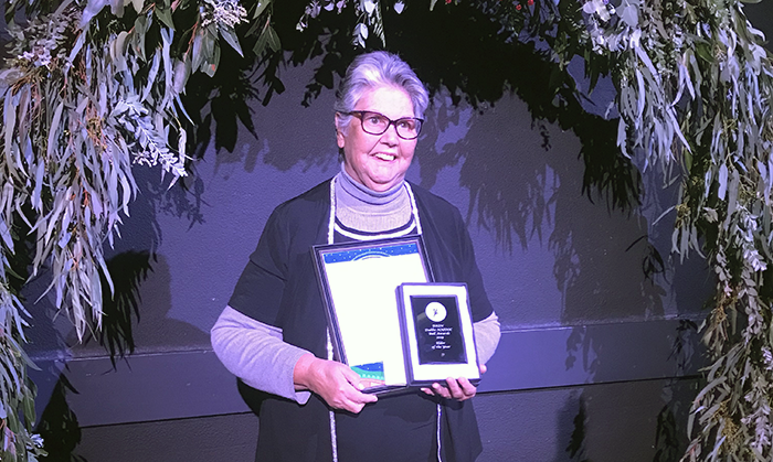 Rev Gloria Shipp shows her Dubbo Elder of the Year Award for 2019.