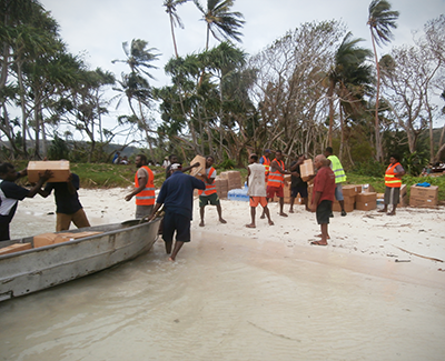 Unloading the supplies at Loh