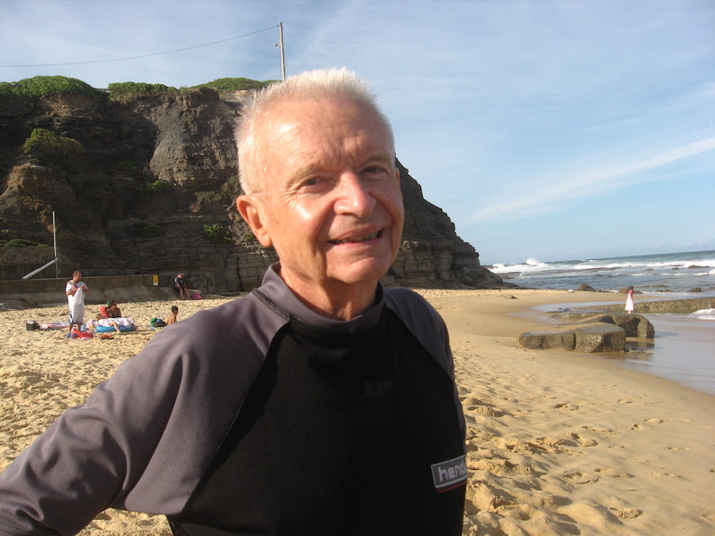 Philip relaxing on Newcastle’s Bar Beach.