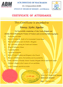 Certificate awarded to participants