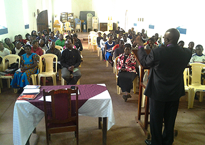 Bishop Joseph Mutungi addressing trainees