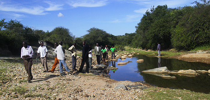 Makakya CBO inspects their Sand Dam project