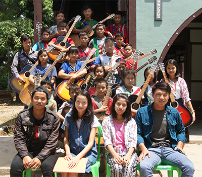 Guitar class at St Peter's Bible School