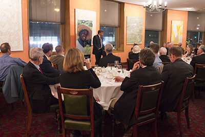 Fr Victor Joseph speaking at the 2017 ABM Board and Supporters' Dinner. 