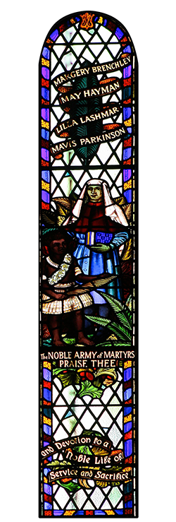 Window in St John's Cathedral commemorating the New Guinea Martyrs.