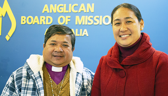 Bishop David and his wife Mary in the ABM office. © Vivienne For/ABM, 2019.