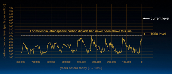 Graph of carbon dioxide levels. Copyright NASA.