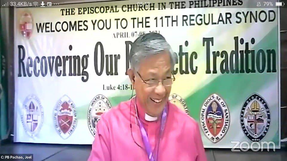 Retiring Prime Bishop, Most Rev’d Joel Pachao at the “Zoom” synod. © Episcopal Church in the Philippines.