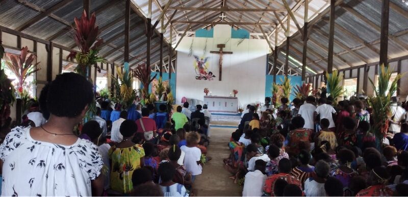 The consecration in SagSag church. Photo © Dennis Kabekabe, Anglican Church of Papua New Guinea. Used with permission.