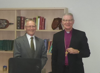 General Secretary Martin Drevikovsky with Archbishop Phillip Freier at the dedication.