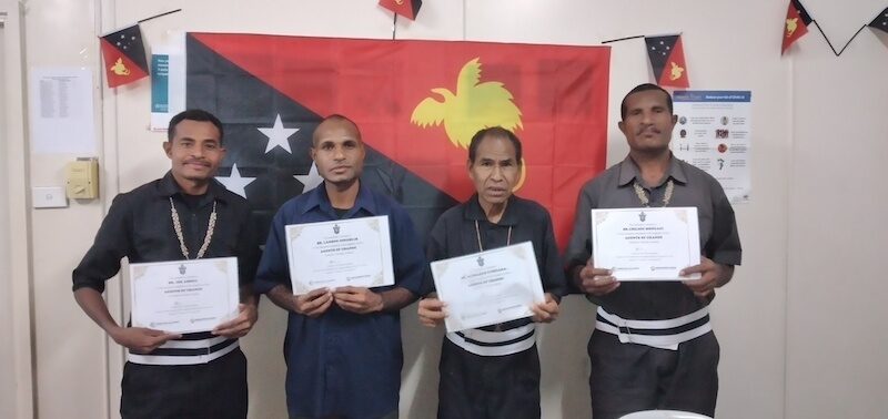 These four Melanesian Brothers were among those who participated in the Training of Trainers Workshop facilitated by Mr Dennis Kabekabe in July. © Anglican Church of Papua New Guinea. Used with permission.
