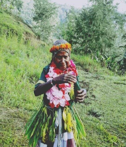 A traditional welcome was given at the entrance to the village.