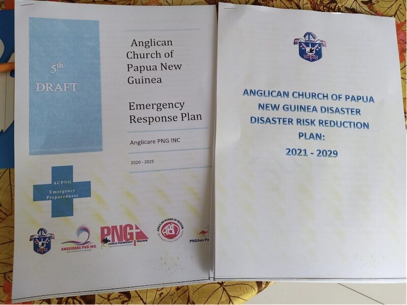 The recently reviewed Anglican Church’s Emergency Response and Disaster Risk Reduction plans. © Annsli Kabekabe, Anglican Church of Papua New Guinea. Used with permission.