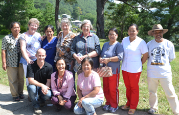 Pilgrims with St Benedict's church members, Besao