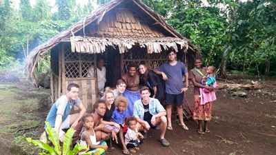Canterbury Collage students with local students in Vanuatu.