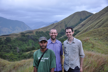 Brad Chapman (right) leads the pilgrimage in PNG.
