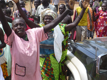 Locals celebrate the opening of Ofirika Primary Health Centre in Torit Diocese.