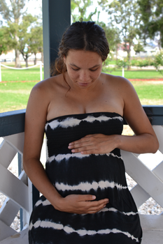 An Aboriginal Kamilaroi teenager pregnant with her first child represents expectant mothers who will benefit from Hope For Life. © Lesley Barklay, 2014.