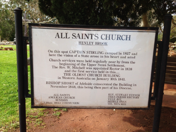Sign from All Saints Henley Brook