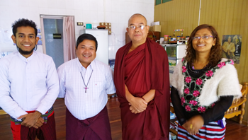 Interfaith leaders, Zaw Latt, Bishop David, Sayar Taw and Pwint Phyu. © ABM/Julianne Stewart 2014