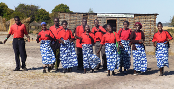 Lui-Mwemba Gender Development Action Group outside their shop.