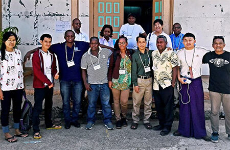 Casper Sikou (third from right in front row) poses for a group photo at the E-CARE Development Training course. © ECP 2017. Used with permission.