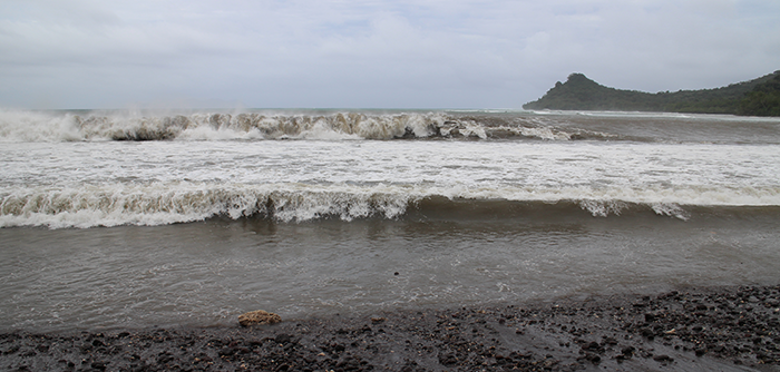 Waves lash the coast in Vanuatu