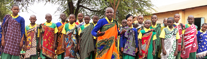 These Kenyan primary school children are excited to share environmental messages through song and dance © ABM/Julianne Stewart 2018.