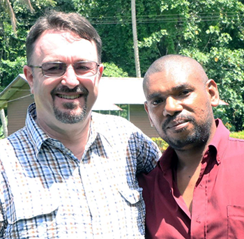 Partnerships Missioner Robert McLean with Leki Kambari. © Fr Nick Mkaronda, 2019.